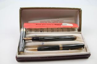 Vintage WATERMAN W5 Grey Lacquer Fountain Pen Set w/ 14ct Gold Nib, Box Etc // w/ 14ct Gold Nib,