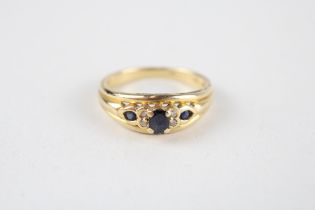 9ct gold sapphire & diamond (3.3g) Size M