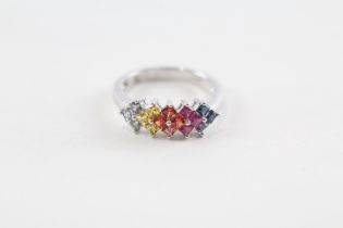 9ct gold multi-gemstone cluster ring (2.3g) Size K