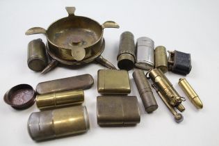 Job Lot Antique Brass Trench Art WW.1 / WW.2 Inc Lighters & Ashtray Etc // Job Lot Antique Brass