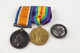 WW.1 Mounted Medal Pair & Silver War Badge. Pair Named. 106694 Dvr R.E Kimberley // WW.1 Mounted