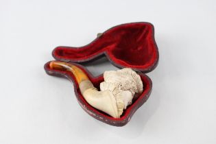 Antique / Vintage Carved Meerschaum Smoking Pipe In The Form of A Lady Cased // In antique / vintage