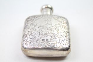 Antique Victorian 1876 Birmingham Sterling Silver Gents Small Hip Flask (48g) // w/ Personal