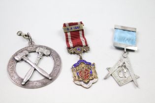 3 x .925 Sterling Silver Masonic Medals Inc. Order of The Sons of Temperance // Vintage sterling