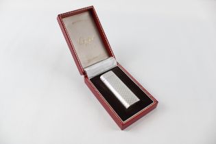 CARTIER Silver Plated Cigarette Lighter In Original Box // In previously owned condition Signs of