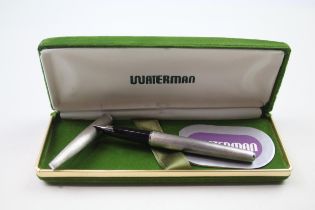 Vintage WATERMAN Silver Plate Slimline Fountain Pen w/ 18ct White Gold Nib // Dip Tested & WRITING