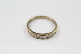 9ct gold diamond baguette & princess cut half eternity ring (1.6g) Misshapen - AS SEEN Size N