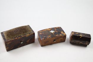 Antique Wooden Trinket Boxes w/ Tortoise Shell Detail // Items are in antique condition Signs of age