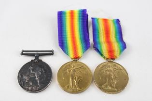 3 x WW.1 & Victory Medals Named. War 1481 Pte. H.A Eales Northampton Yeomanry // 3 x WW.1 &
