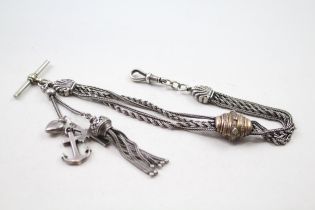 Silver antique Albertina watch chain with tassel (30g)