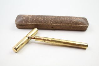 Vintage MABIE TODD Swan Self Filler Gold Plate Fountain Pen w/ 14ct Nib WRITING // Dip Tested &