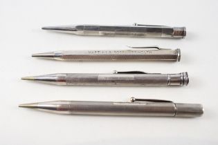 4 x Vintage .925 Sterling Silver Propelling Pencils Inc Yard O Led Etc (82g) // UNTESTED In
