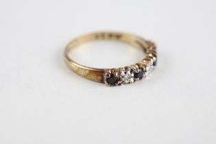 9ct gold vintage sapphire & diamond half eternity ring (1.8g) Size N 1/2