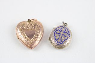 2 x 9ct gold back & front locket pendants inc. heart2 (5.9g)