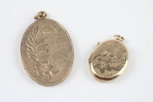 2 x 9ct gold back & front locket pendants (12.9g)