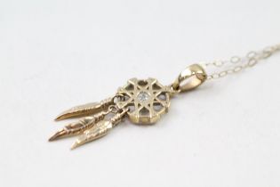 9ct gold diamond dreamcatcher necklace (1.8g)