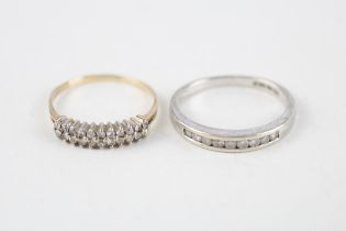2 x 9ct gold diamond dress rings (3.1g) Size N