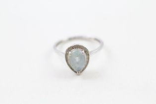 9ct gold blue gemstone & diamond dress ring (2g) Size N