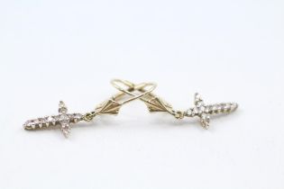 9ct gold diamond cross crop earrings (1.3g)