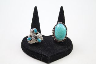 Two silver Native American rings including Turquoise (16g)