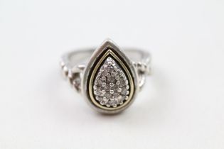 14ct gold & 925 silver diamond dress ring (7.2g) Size N