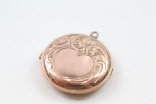 9ct gold back & front patterned locket (4.5g)