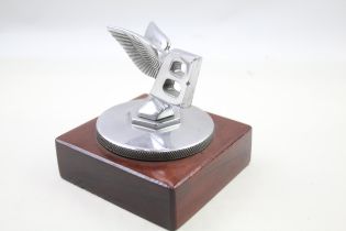Vintage BENTLEY Car Mascot Flying B Automobilia Collectable w/ Wooden Plinth // Height - 13.5cm In