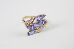 9ct gold tanzanite & diamond dress ring (2.5g) Size O