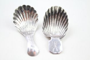 2 x Antique Hallmarked .925 Sterling Silver Georgian Caddy Spoons (15g) // In antique condition
