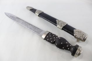 Scottish Military Dirk - Etched Blade - Kings Crown On Pommel // Scottish Military Dirk - Etched