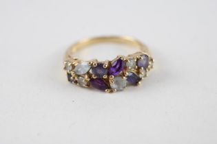 9ct gold multi gemstone dress ring (3g) Size N