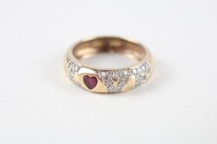 9ct gold ruby & diamond 'Love' ring (3.1g) Size N