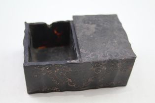 Antique 19th Century French Tortoiseshell 4ct Gold Plique Twin Compartment Box // Diameter - 9cm