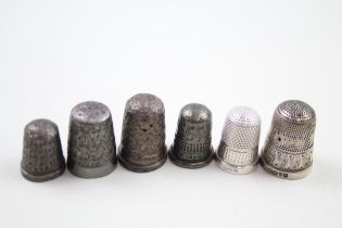 6 x Antique Hallmarked .925 Sterling Silver Charles Horner Thimbles (26g) // In antique condition