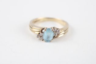 9ct gold blue topaz & cubic zirconia ring (3.1g) Size N