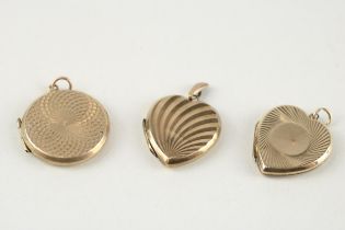 3x 9ct gold back & front patterned lockets (11.3g)