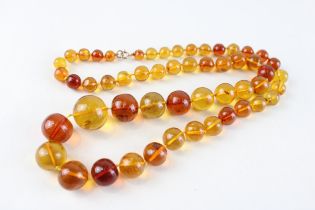 9ct gold amber necklace (71.9g)