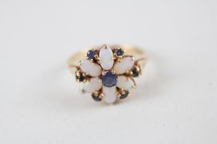 14ct gold sapphire & opal dress ring (3.5g) Size M