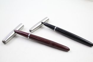 2 x Vintage PARKER 51 Fountain Pens w/ 14ct Gold Nibs WRITING Inc Black Etc // Dip Tested &