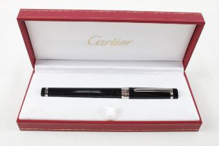 CARTIER Black Lacquer Fountain Pen w/ 18ct White Gold Nib WRITING Boxed // Dip Tested & WRITING In