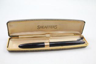 Vintage SHEAFFER Snorkel Black Fountain Pen w/ Steel Nib WRITING Boxed // Dip Tested & WRITING In