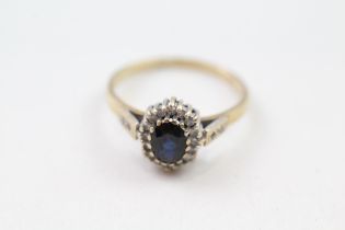 9ct gold sapphire & diamond cluster ring (3.1g) Size S