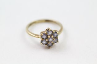 9ct gold blue gemstone cluster ring (1.6g) Size K 1/2