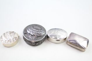 4 x Antique / Vintage Hallmarked .925 STERLING SILVER Pill / Trinket Boxes (61g) // In antique /