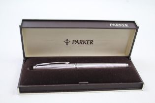 Vintage PARKER 75 Silver Plated Cased Fountain Pen w/ 14ct Gold Nib WRITING // Dip Tested &