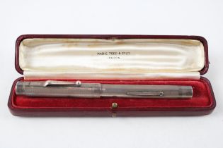 Vintage MABIE TODD Swan 1936 Sterling Silver Cased Fountain Pen 14ct Nib (25g) // Dip Tested &