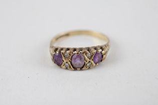 9ct gold amethyst & diamond ring (1.7g) Size M