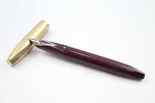 Vintage SHEAFFER PFM Pen For Pen Burgundy Fountain Pen 14ct Nib WRITING // w/ Gold Plated Cap Etc