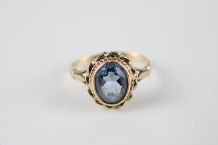 9ct gold blue gemstone dress ring (3.3g) Size O