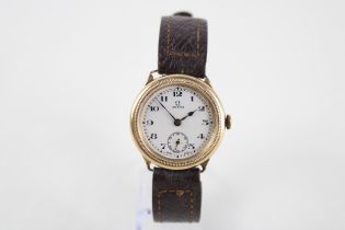 OMEGA 9ct Gold Borgel Cased Gents C.1930's Trench Style WRISTWATCH Hand-wind // OMEGA 9ct Gold